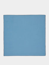 House of Capricorn Hand-Embroidered Maria Turquoise Linen with Brown Embroidery Napkin