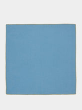 House of Capricorn Hand-Embroidered Maria Turquoise Linen with Yellow Embroidery Napkin