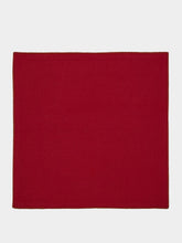 House of Capricorn Hand-Embroidered Maria Bordeaux Linen with Green Embroidery Napkin