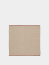 House of Capricorn Hand-Embroidered Viana Beige Linen with Red Embroidery Placemat and Napkin Set