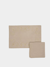 House of Capricorn Hand-Embroidered Viana Beige Linen with Beige Embroidery Placemat and Napkin Set