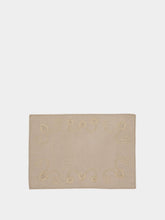 House of Capricorn Hand-Embroidered Viana Beige Linen with Beige Embroidery Placemat and Napkin Set