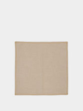 House of Capricorn Hand-Embroidered Viana Beige Linen with Yellow Embroidery Placemat and Napkin Set