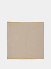 House of Capricorn Hand-Embroidered Viana Beige Linen with Yellow Embroidery Placemat and Napkin Set