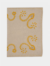 House of Capricorn Hand-Embroidered Viana Beige Linen with Yellow Embroidery Placemat and Napkin Set