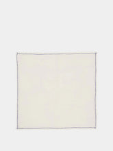 House of Capricorn Hand-Embroidered Viana White Linen with Blue Embroidery Placemat and Napkin Set