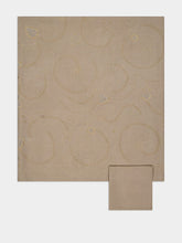 House of Capricorn Hand-Embroidered Viana Beige Linen with Beige Embroidery Tablecloth and Napkin Set