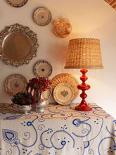 House of Capricorn Hand-Embroidered Viana Beige Linen with Blue Embroidery Tablecloth and Napkin Set