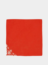 House of Capricorn Hand-Embroidered Santana Red Cotton Napkin