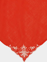 House of Capricorn Hand-Embroidered Santana Red Cotton Napkin
