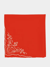 House of Capricorn Hand-Embroidered Santana Red Cotton Napkin