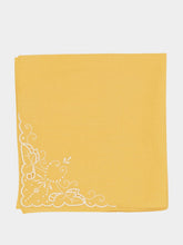 House of Capricorn Hand-Embroidered Santana Yellow Cotton Napkin
