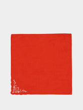 House of Capricorn Hand-Embroidered Santana Red Cotton Napkin
