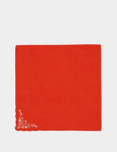 House of Capricorn Hand-Embroidered Santana Red Cotton Napkin