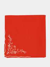 House of Capricorn Hand-Embroidered Santana Red Cotton Napkin