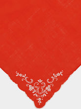 House of Capricorn Hand-Embroidered Santana Red Cotton Napkin