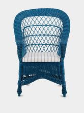 House of Capricorn Handmade Furnas Blue Wicker Armchair