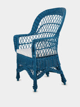 House of Capricorn Handmade Furnas Blue Wicker Armchair