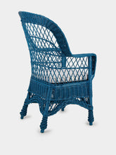 House of Capricorn Handmade Furnas Blue Wicker Armchair