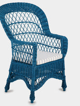 House of Capricorn Handmade Furnas Blue Wicker Armchair