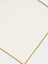 House of Capricorn Hand-Embroidered Teresa White Linen with Yellow Crochet Napkin