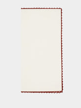 House of Capricorn Hand-Embroidered Teresa White Linen with Brick Crochet Napkin