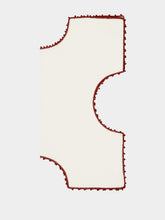 House of Capricorn Hand-Embroidered Teresa White Linen with Brick Crochet Bread Basket Cloth