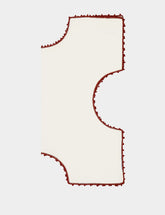 House of Capricorn Hand-Embroidered Teresa White Linen with Brick Crochet Bread Basket Cloth