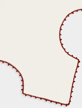 House of Capricorn Hand-Embroidered Teresa White Linen with Brick Crochet Bread Basket Cloth