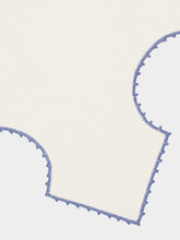 House of Capricorn Hand-Embroidered Teresa White Linen with Light Blue Crochet Bread Basket Cloth