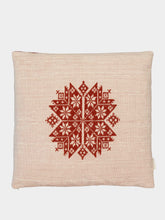 House of Capricorn Handmade Augusta Natural and Brick Cotton and Linen Cushion
