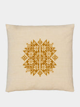 House of Capricorn Handmade Augusta Natural and Yellow Cotton and Linen Cushion