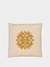 House of Capricorn Handmade Augusta Natural and Yellow Cotton Linen Cushion