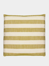 House of Capricorn Handmade Mafalda Natural and Yellow Stripes Cotton and Linen Cushion