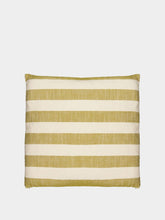 House of Capricorn Handmade Mafalda Natural and Yellow Striped Cotton Linen Cushion