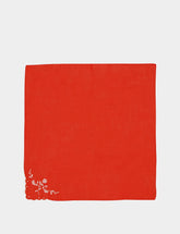 House of Capricorn Hand-Embroidered Santana Red Cotton Napkin