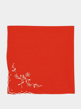 House of Capricorn Hand-Embroidered Santana Red Cotton Napkin