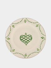 House of Capricorn Hand-Painted Viana Green Stoneware Dinner Plate
