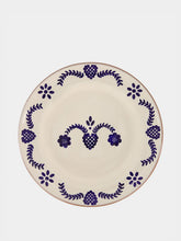 House of Capricorn Hand-Painted Viana Blue Stoneware Dinner Plate