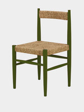 Handmade Francisco Green Wood and Natural Cord Dining Chair