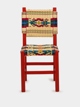 House of Capricorn Handmade Coruche Red Wood and Multicoloured Reed Dining Chair