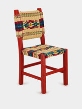 House of Capricorn Handmade Coruche Red Wood and Multicoloured Reed Dining Chair
