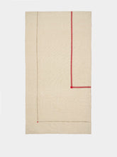 House of Capricorn Hand-Embroidered Maria Natural Linen with Red Embroidery Tablecloth