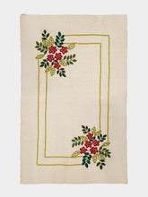 House of Capricorn Hand-Embroidered Mécia Natural Wool Flower Embroidered Blanket