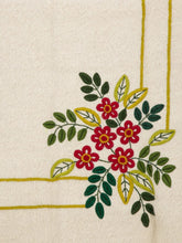 House of Capricorn Hand-Embroidered Mécia Natural Wool Flower Embroidered Blanket