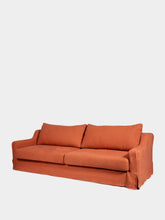 House of Capricorn Carlos Brick Linen and Wood Sofa