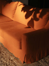 House of Capricorn Carlos Brick Linen and Wood Sofa