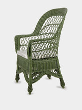 House of Capricorn Handmade Furnas Green Wicker Armchair