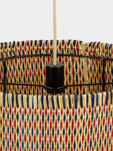 House of Capricorn Handmade Coruche Natural Red and Blue Reed Ceiling Lamp
