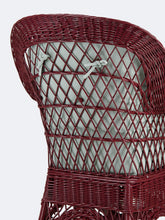 House of Capricorn Furnas Light Blue and Bordeaux Linen Seating Cushion